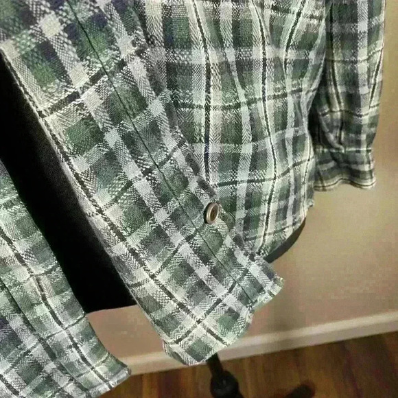 Levi’s vintage green blue plaid flannel 100% cotton women size small - Picture 6 of 14